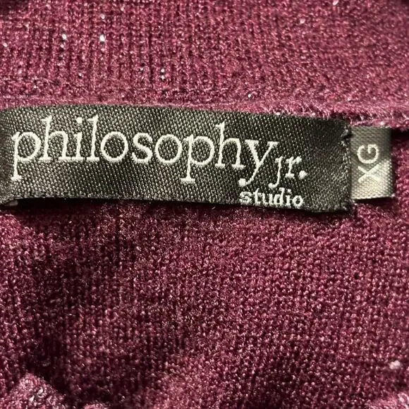 Philosophy Jr Studio Purple Sparkle Long Sleeve Cropped Shirt - XG (XL) - Picture 4 of 5